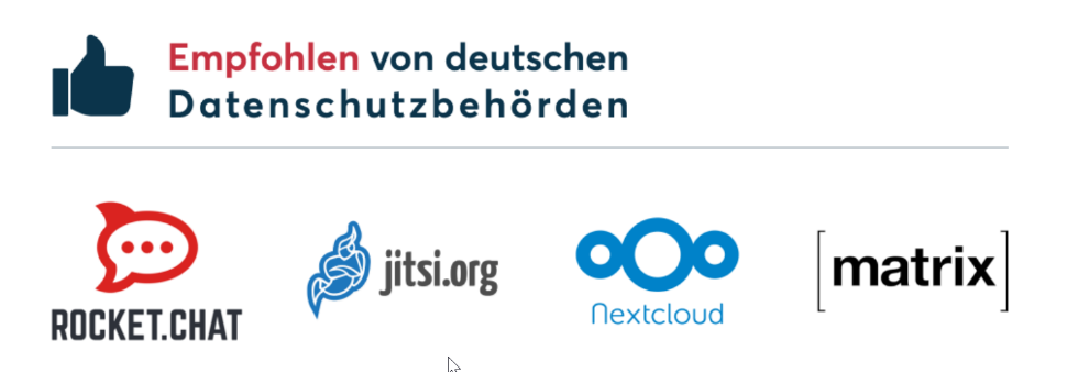 Die Datenschutzbehörden haben für Videokonferenzen zwei Anbieter empfohlen: Jitsi Meet und Nextcloud Talk.